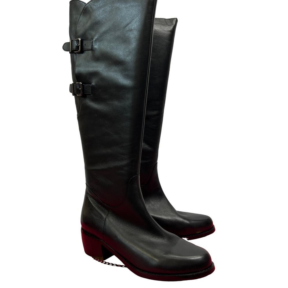VANELi Womens Knee High Black Boots Venera Riding Style Size 9W New Buckles